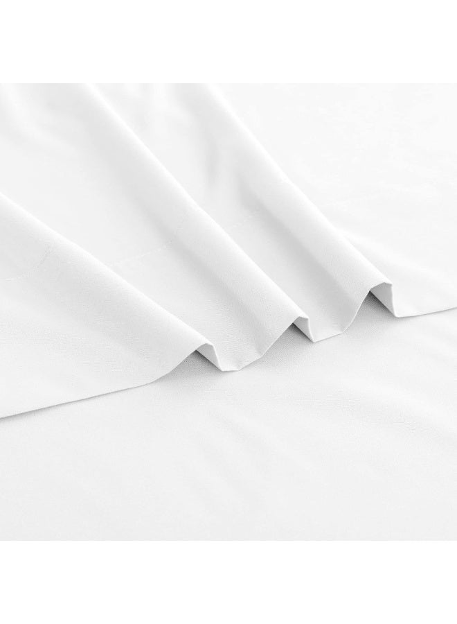 Ghooss 4 Piece Bed Sheet Set(Queen,White)-1 Flat Sheet,1 Fitted Sheet and 2 Pillowcases,Microfiber Super Soft,Machine Washable & Fade Resistant - Image 3